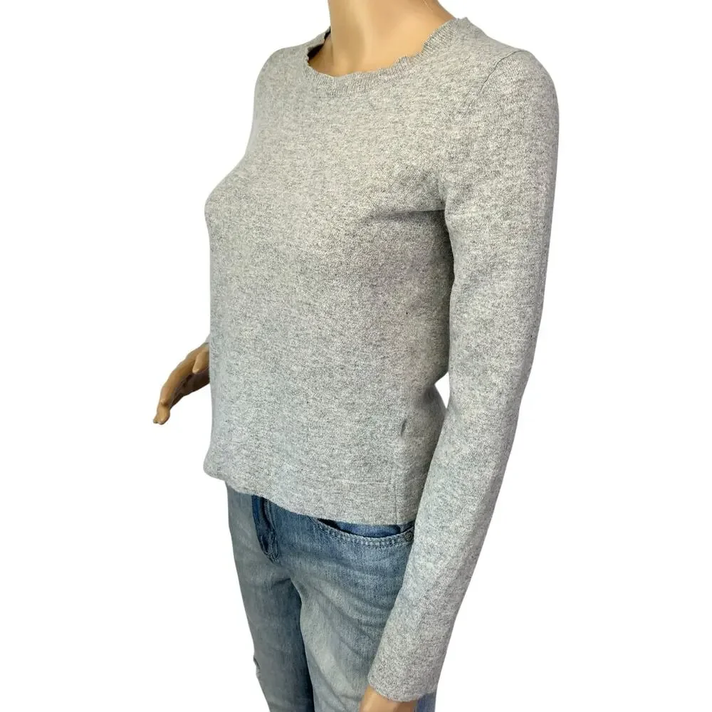 J. Crew Cotton Wool Blend Teddie Sweater Heather Dove Gray F5199 Size S